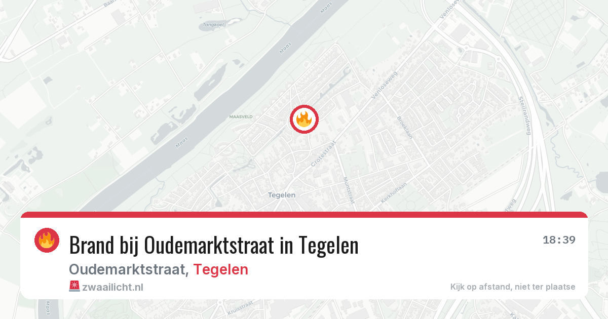Brand bij Oudemarktstraat in Tegelen — 26 jun 2026