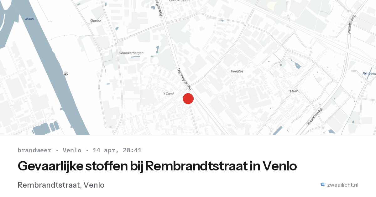 Gevaarlijke stoffen bij Rembrandtstraat in Venlo — 14 apr 2026