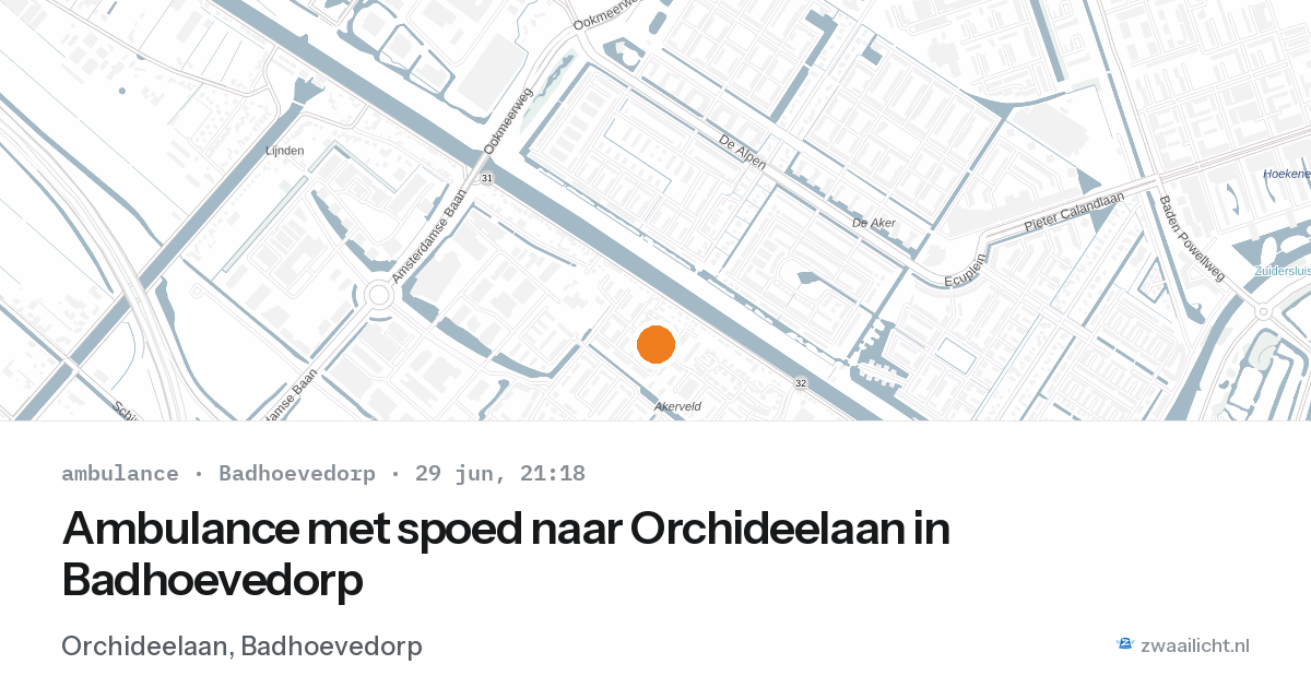 Ambulance met spoed naar Orchideelaan in Badhoevedorp — 29 jun 2026