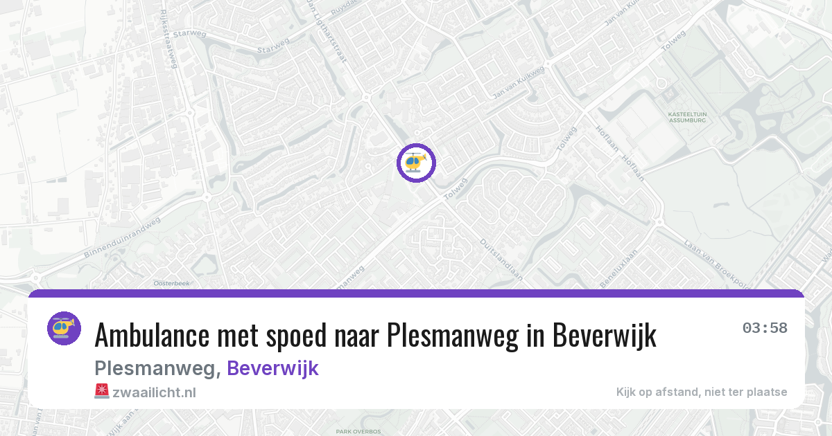 Ambulance met spoed naar Plesmanweg in Beverwijk — 14 mrt 2026