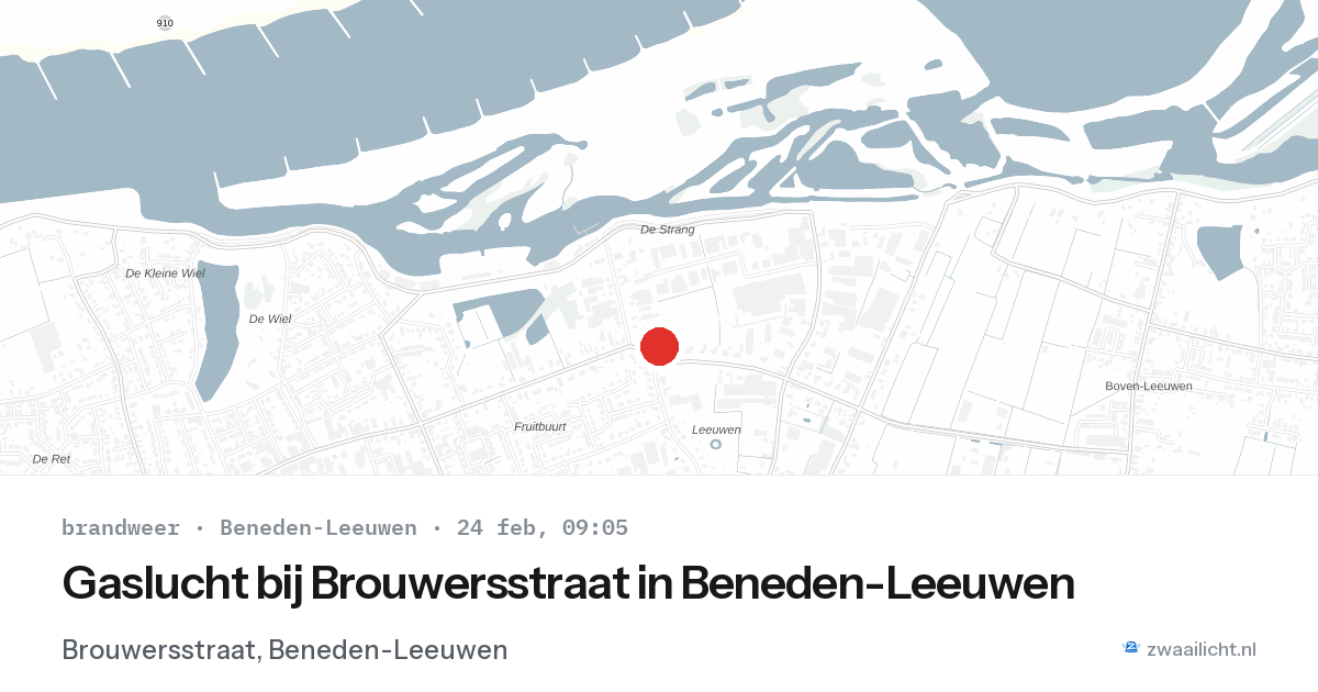 Gaslucht bij Brouwersstraat in Beneden-Leeuwen — 24 feb 2026