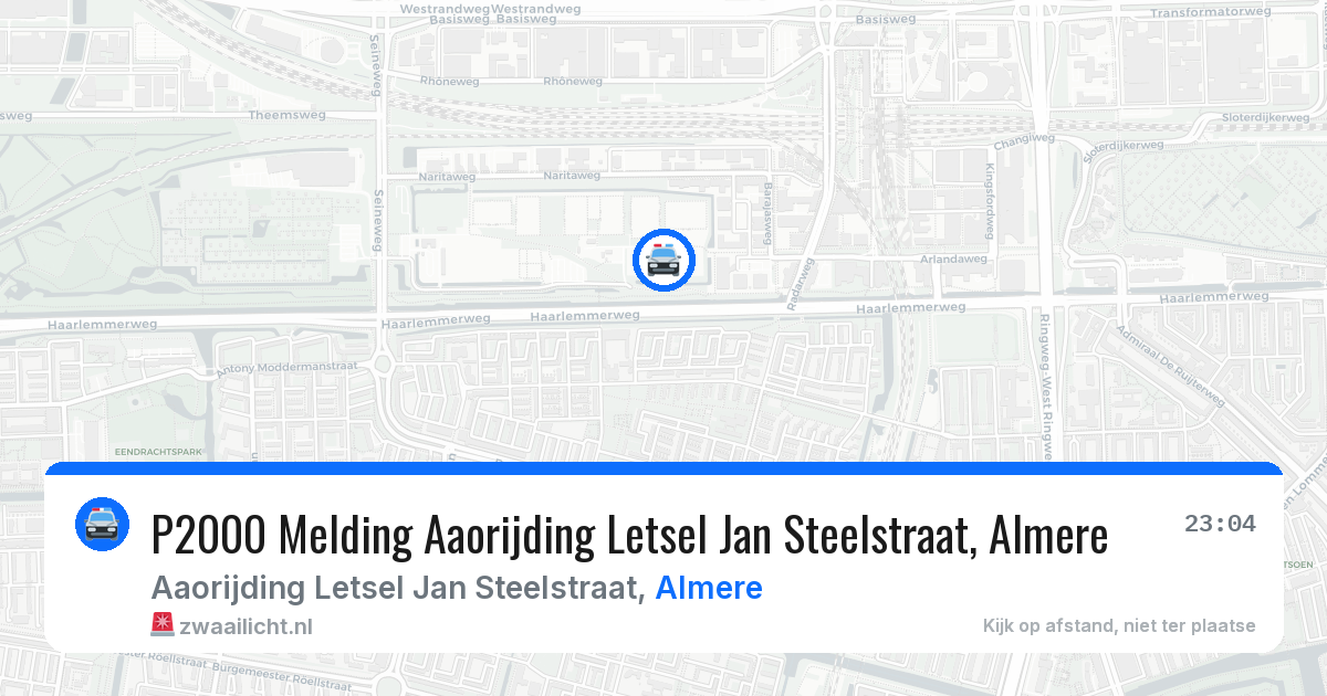 P2000 Melding Aaorijding Letsel Jan Steelstraat, Almere — 6 jul 2026