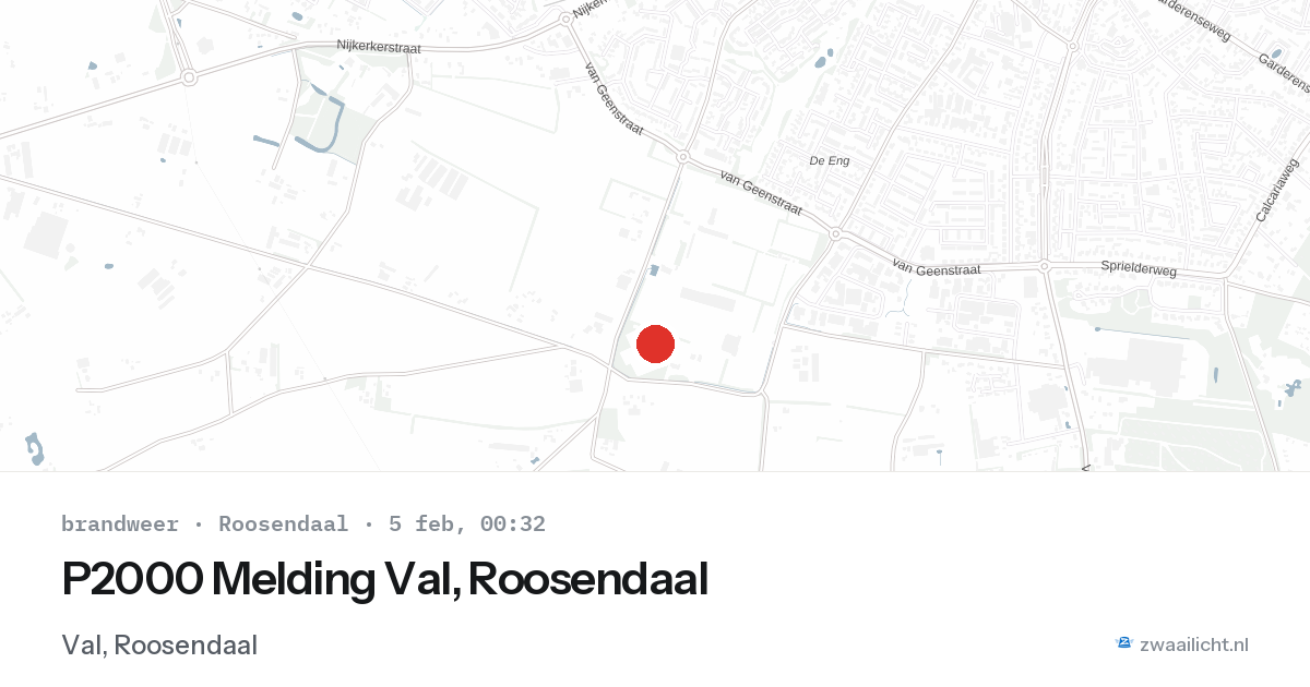 P2000 Melding Val, Roosendaal — 4 feb 2026