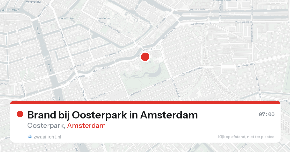 Brand bij Oosterpark in Amsterdam — 6 jun 2026