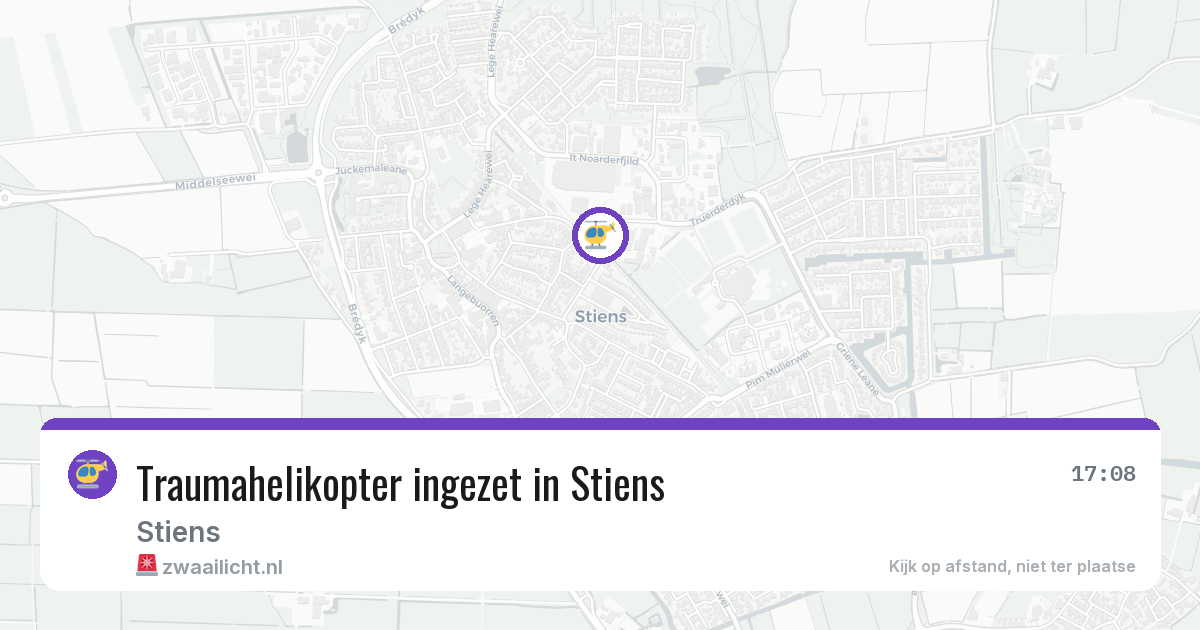 Traumahelikopter ingezet in Stiens — 3 jun 2026 | 🚨 Zwaailicht.nl