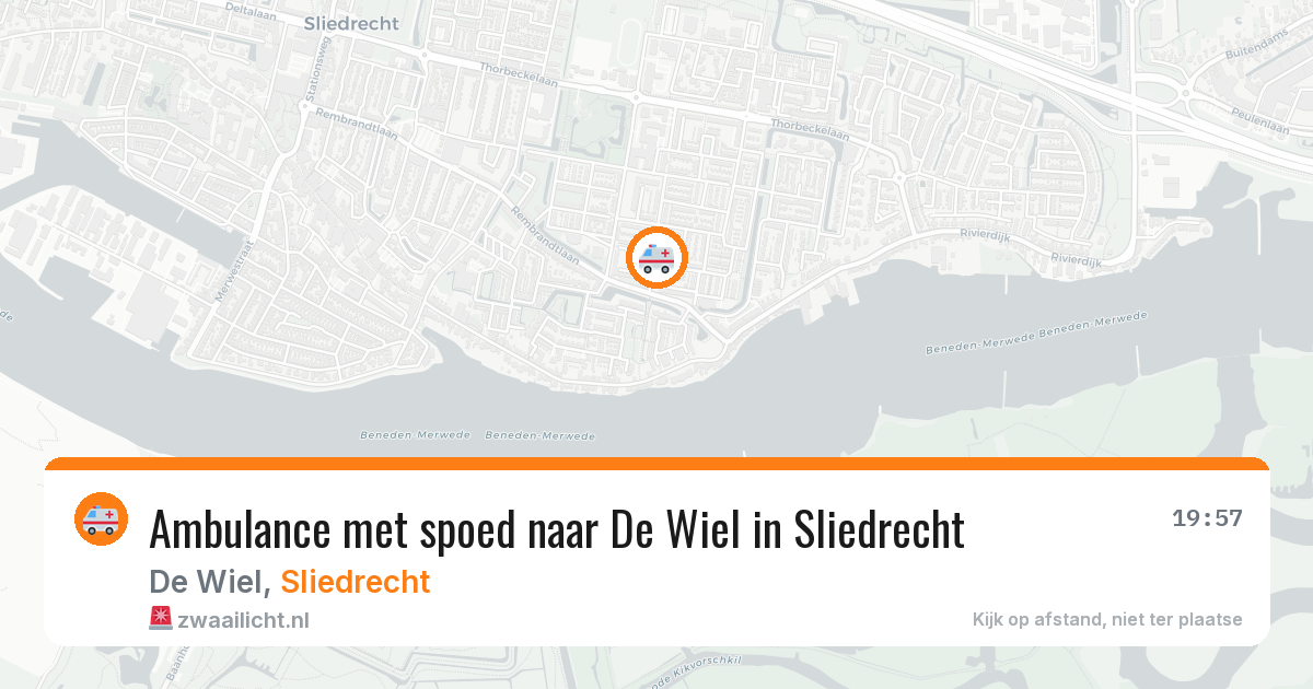 Ambulance met spoed naar De Wiel in Sliedrecht — 19 jun 2026
