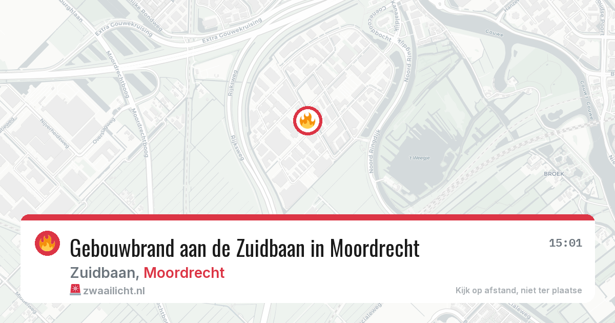 Gebouwbrand aan de Zuidbaan in Moordrecht — 23 jul 2026