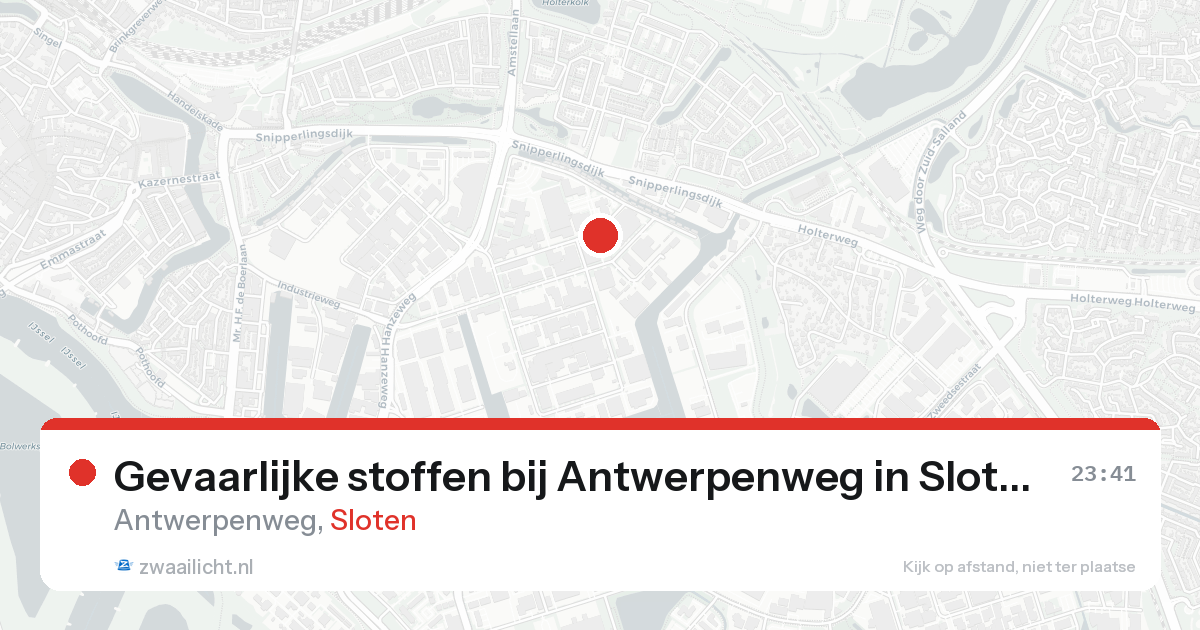 Gevaarlijke stoffen bij Antwerpenweg in Sloten — 20 aug 2026