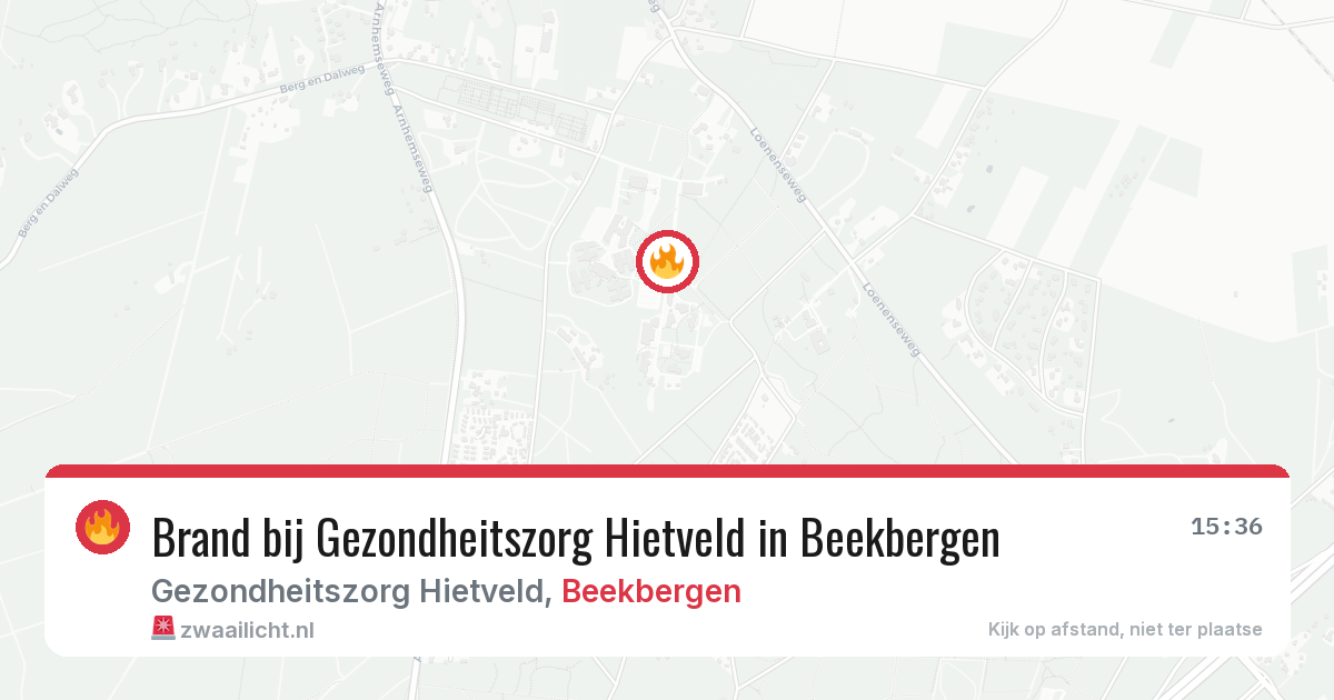 Brand bij Gezondheitszorg Hietveld in Beekbergen — 9 mei 2026