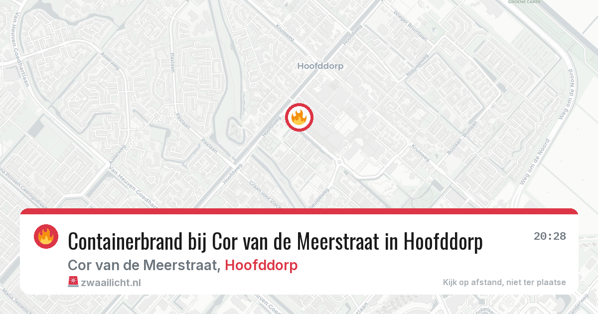 Containerbrand bij Cor van de Meerstraat in Hoofddorp — 29 jul 2026