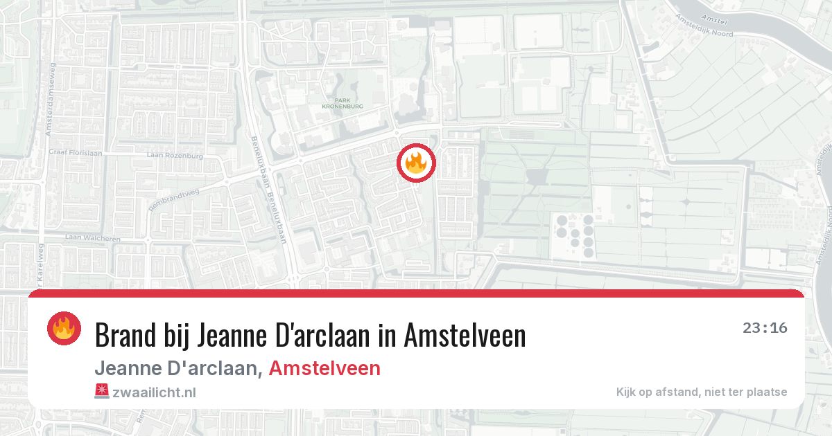 Brand bij Jeanne D'arclaan in Amstelveen — 29 jun 2026