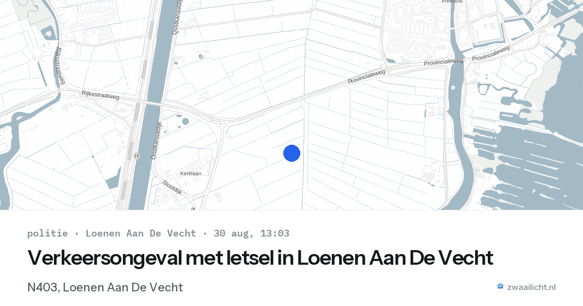 Verkeersongeval met letsel in Loenen Aan De Vecht — 30 aug 2026