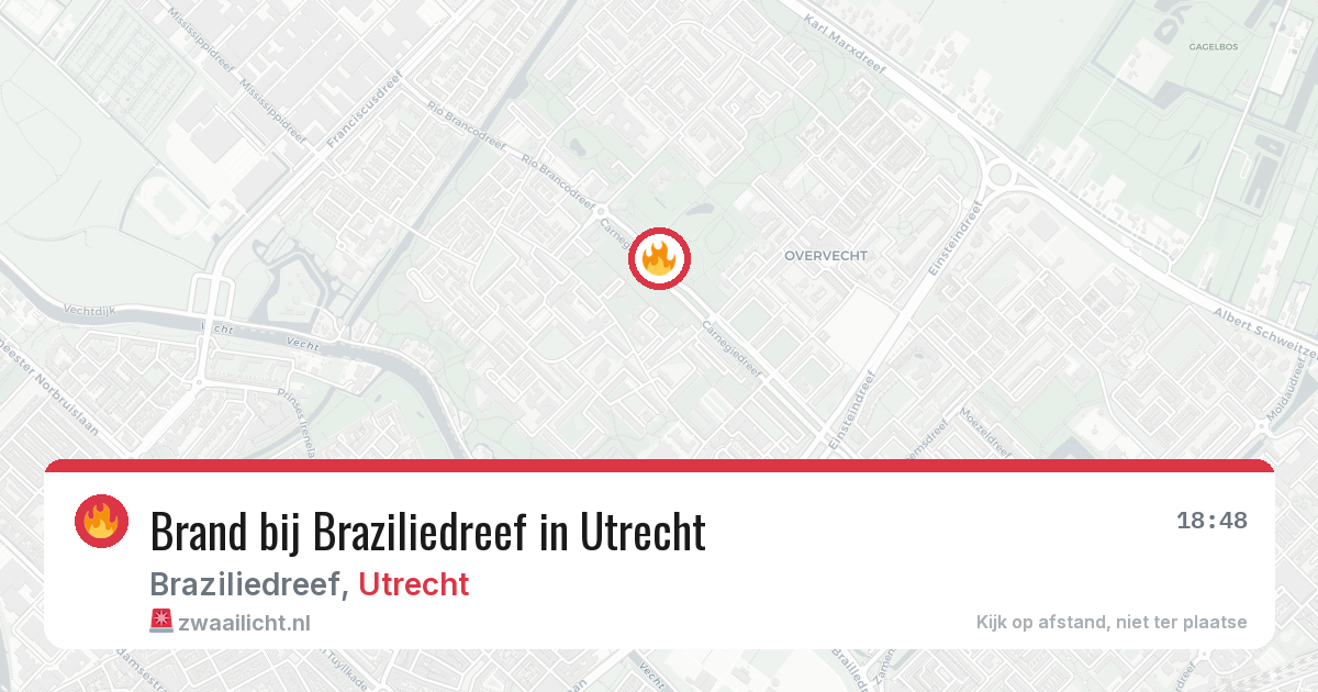 Brand bij Braziliedreef in Utrecht — 18 mrt 2026