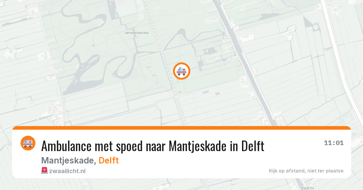 Ambulance met spoed naar Mantjeskade in Delft — 4 jun 2026