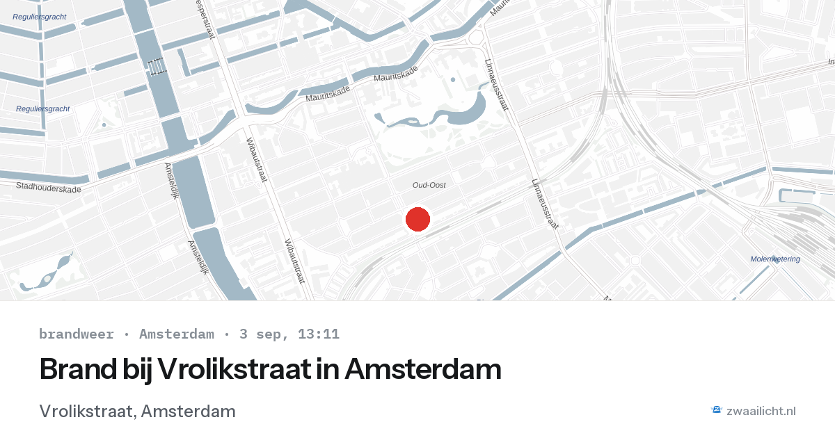 Brand bij Vrolikstraat in Amsterdam — 3 sep 2026