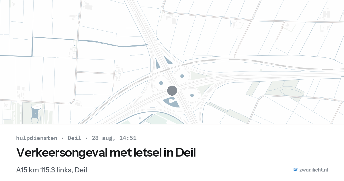 Verkeersongeval met letsel in Deil — 28 aug 2026
