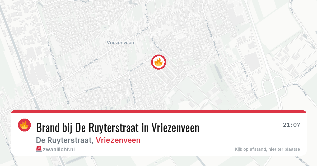 Brand bij De Ruyterstraat in Vriezenveen — 20 jun 2026
