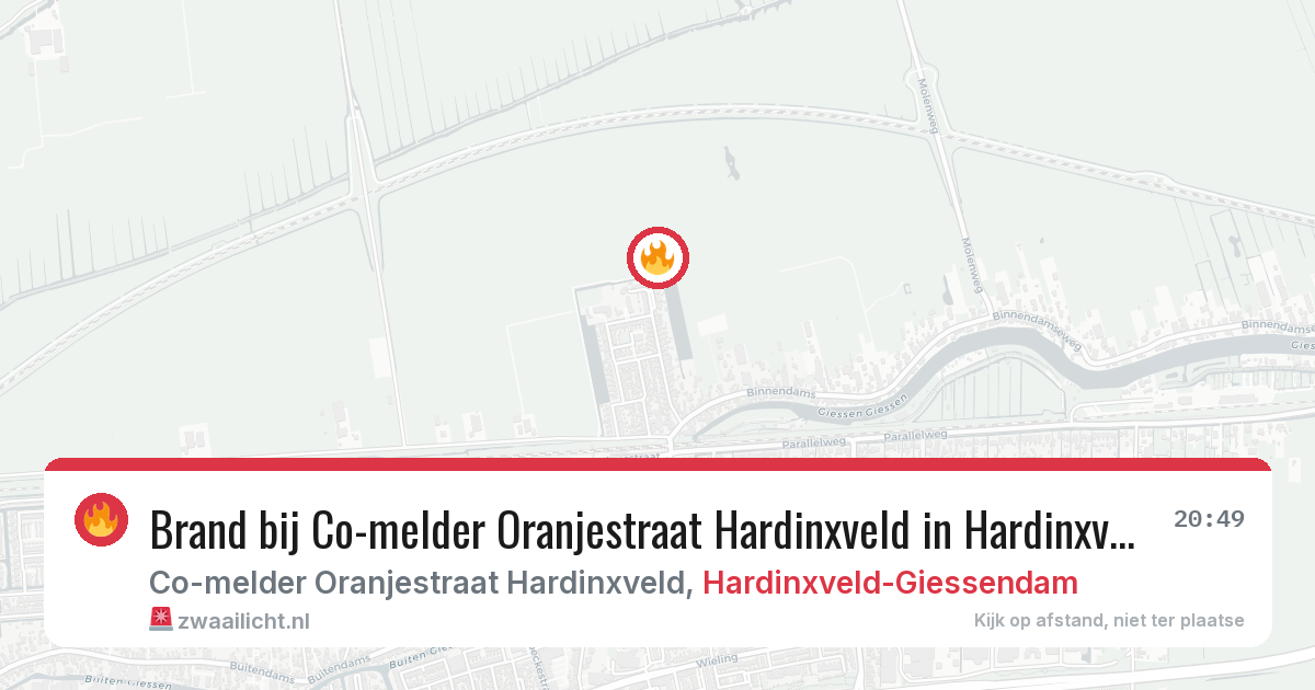Brand bij Co-melder Oranjestraat Hardinxveld in Hardinxveld-Giessendam — 8 aug 2026
