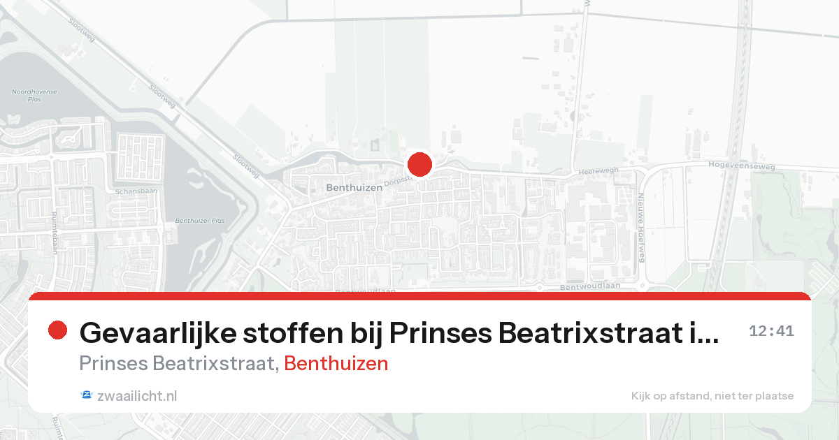 Gevaarlijke stoffen bij Prinses Beatrixstraat in Benthuizen — 17 aug 2026
