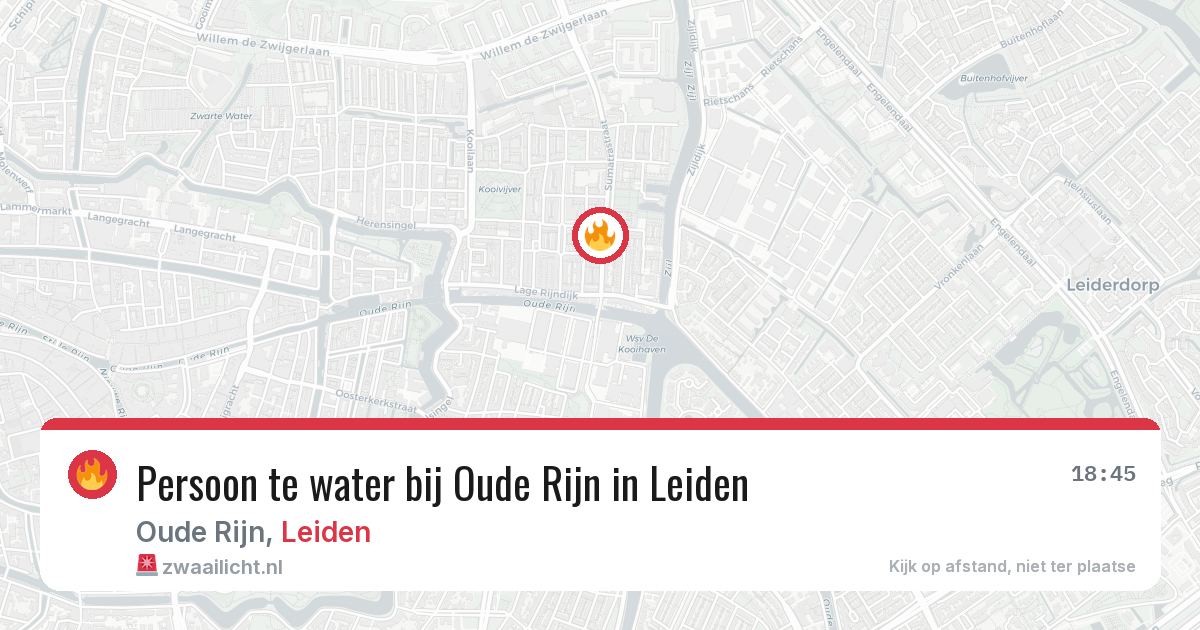 Persoon te water bij Oude Rijn in Leiden — 12 jun 2026