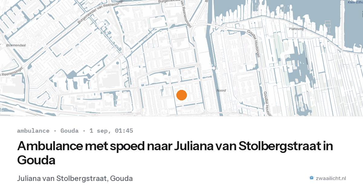 Ambulance met spoed naar Juliana van Stolbergstraat in Gouda — 31 aug 2026