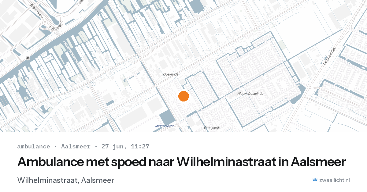 Ambulance met spoed naar Wilhelminastraat in Aalsmeer — 27 jun 2026
