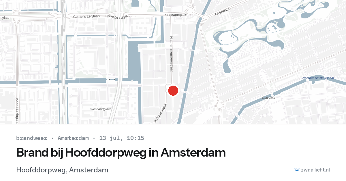 Brand bij Hoofddorpweg in Amsterdam — 13 jul 2026
