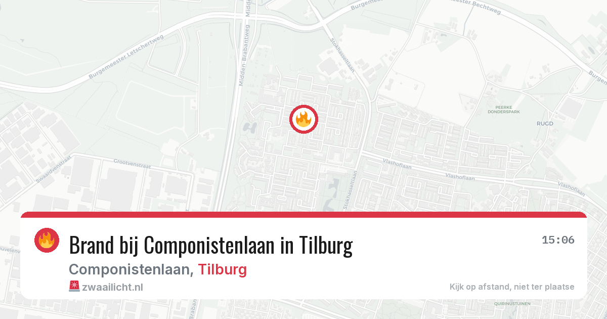 Brand bij Componistenlaan in Tilburg — 9 aug 2026