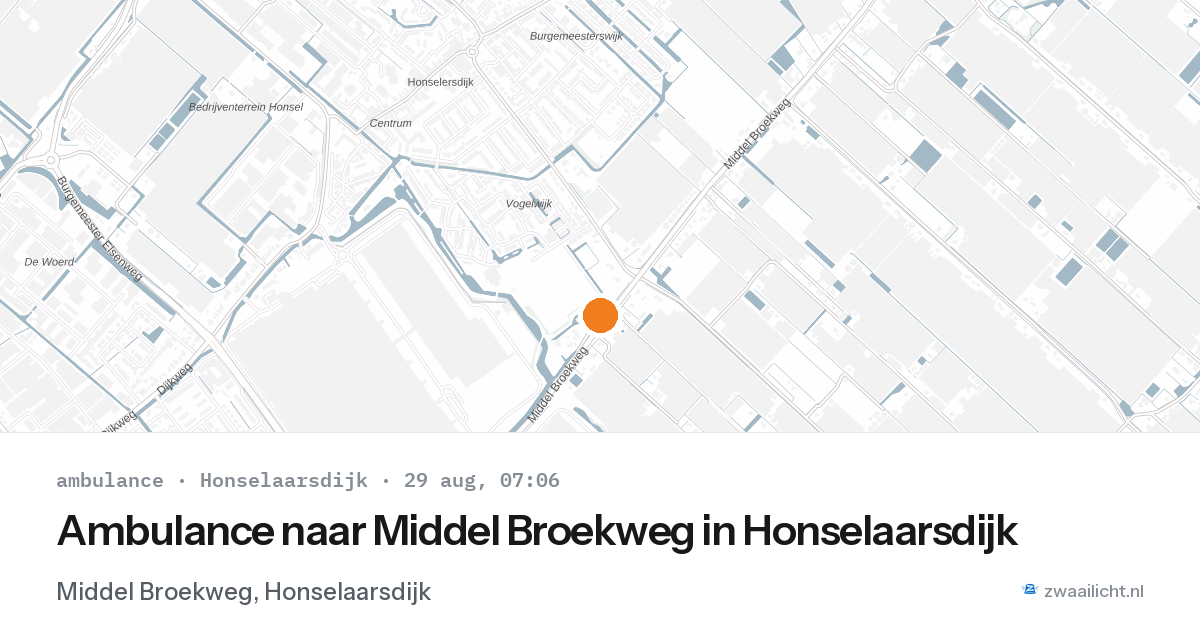 Ambulance naar Middel Broekweg in Honselaarsdijk — 29 aug 2026