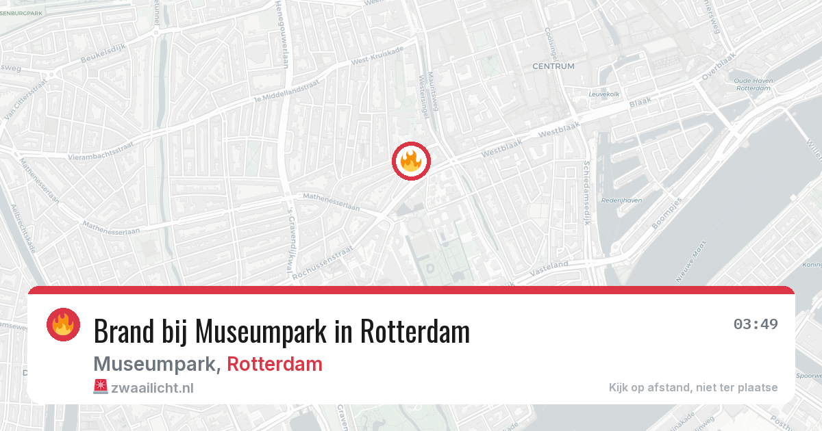Brand bij Museumpark in Rotterdam — 12 aug 2026