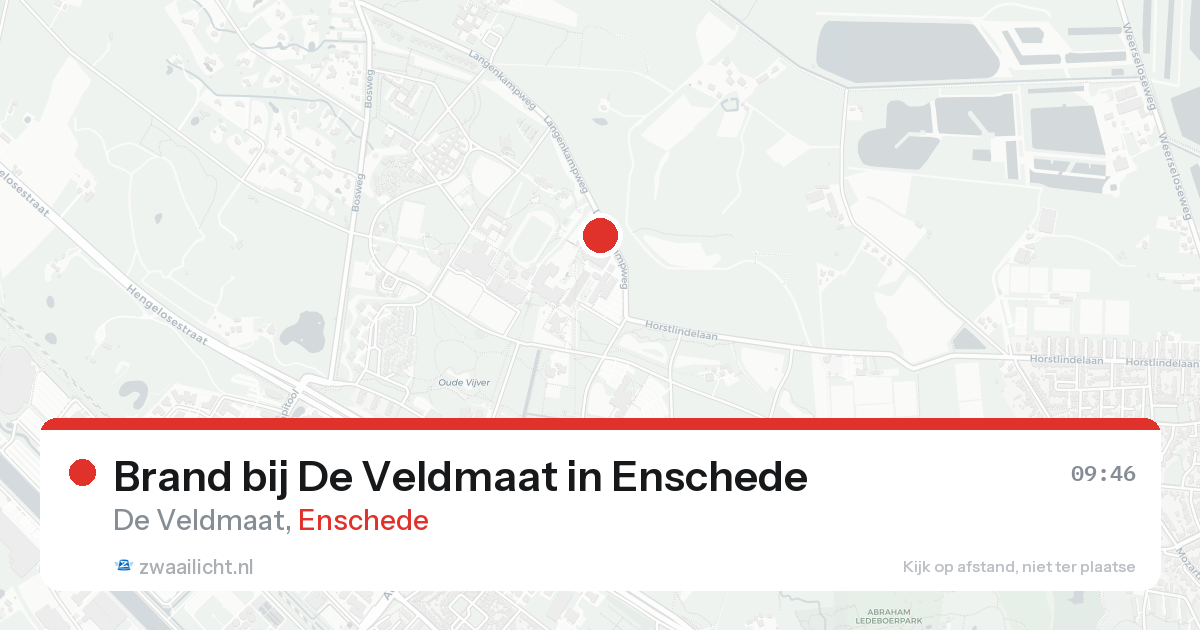 Brand bij De Veldmaat in Enschede — 19 aug 2026