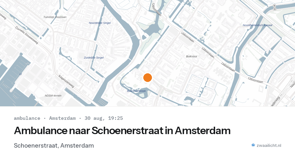 Ambulance naar Schoenerstraat in Amsterdam — 30 aug 2026