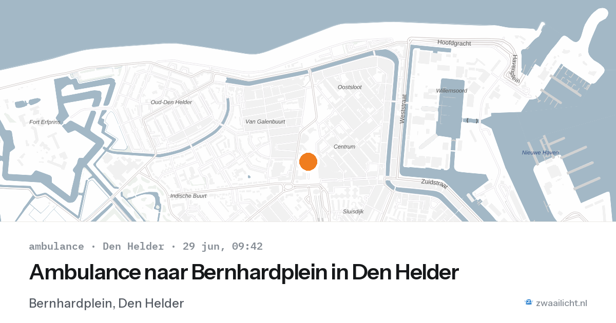 Ambulance naar Bernhardplein in Den Helder — 29 jun 2026