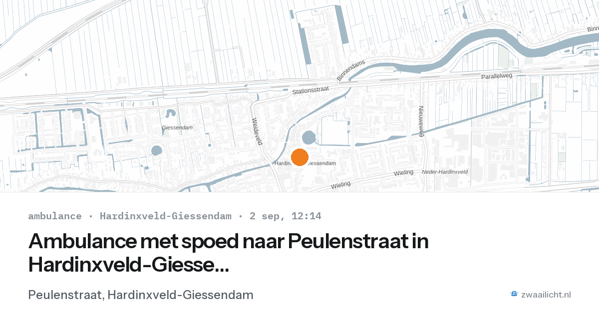 Ambulance met spoed naar Peulenstraat in Hardinxveld-Giessendam — 2 sep 2026