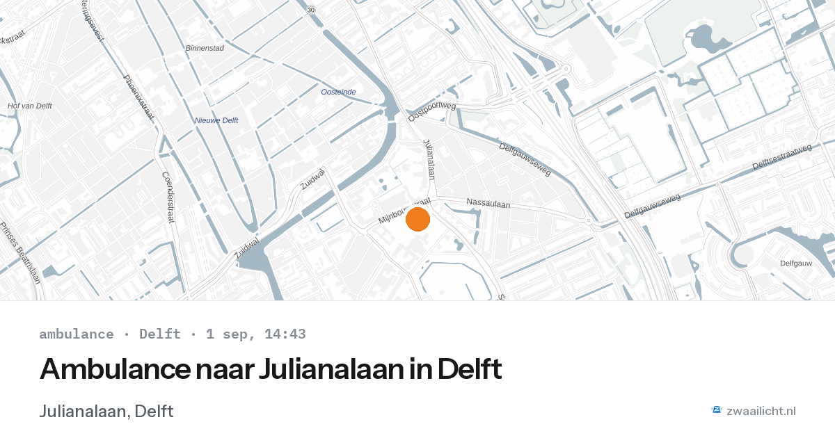 Ambulance naar Julianalaan in Delft — 1 sep 2026