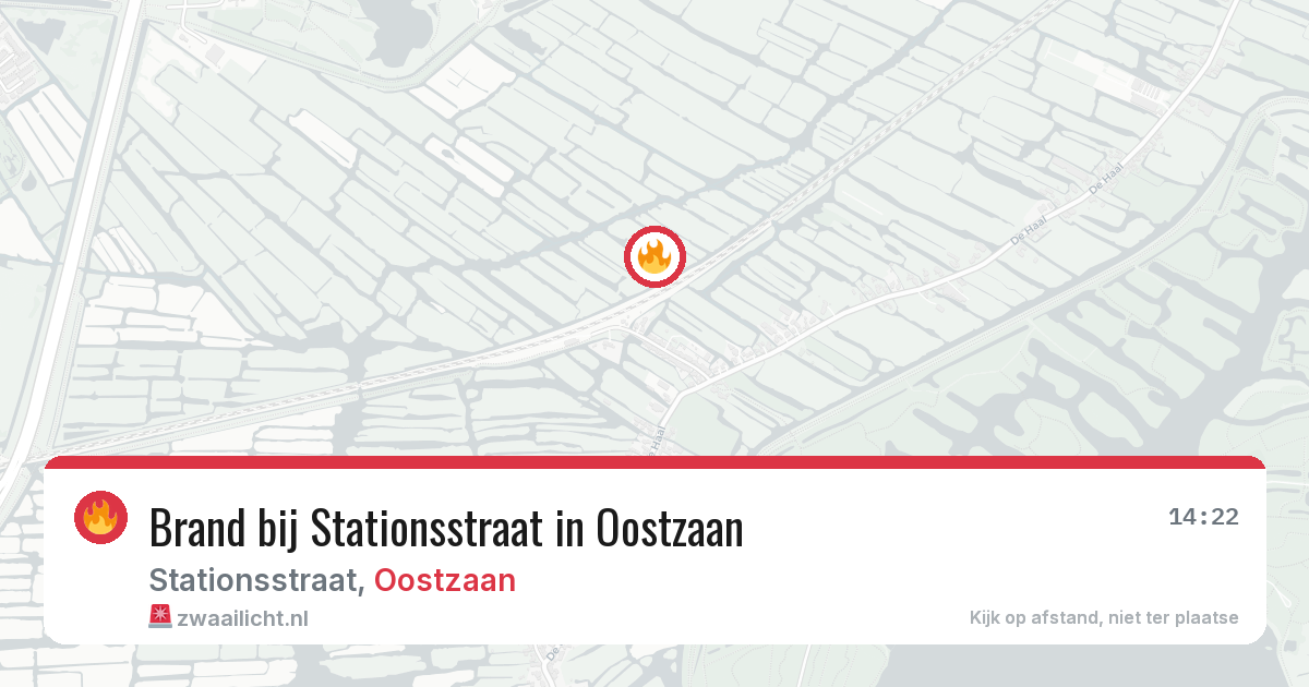 Brand bij Stationsstraat in Oostzaan — 14 aug 2026