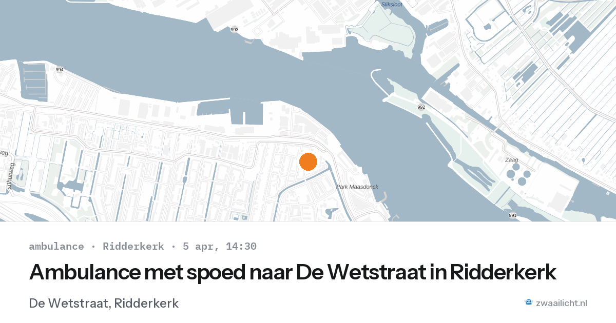 Ambulance met spoed naar De Wetstraat in Ridderkerk — 5 apr 2026