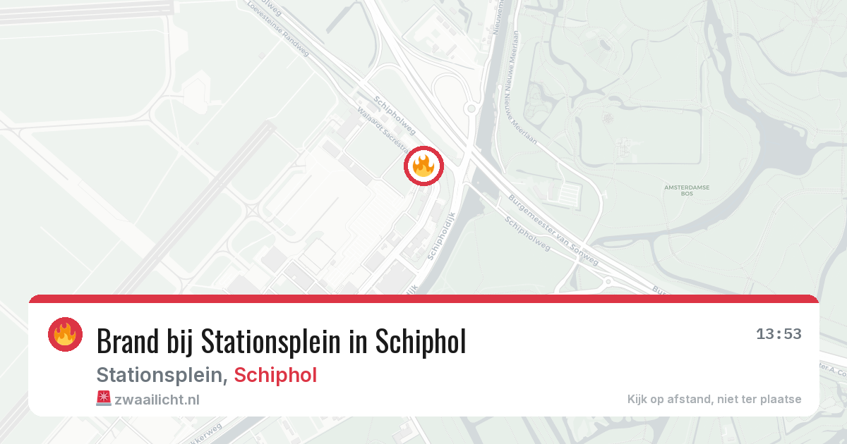 Brand bij Stationsplein in Schiphol — 19 mrt 2026