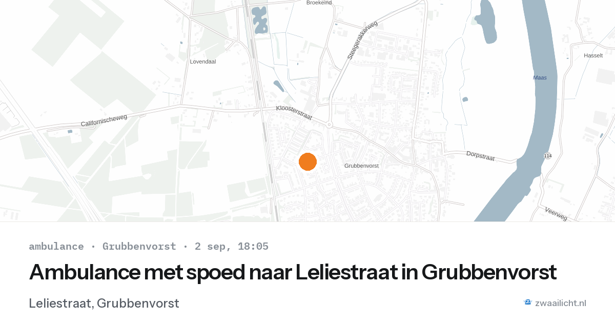 Ambulance met spoed naar Leliestraat in Grubbenvorst — 2 sep 2026