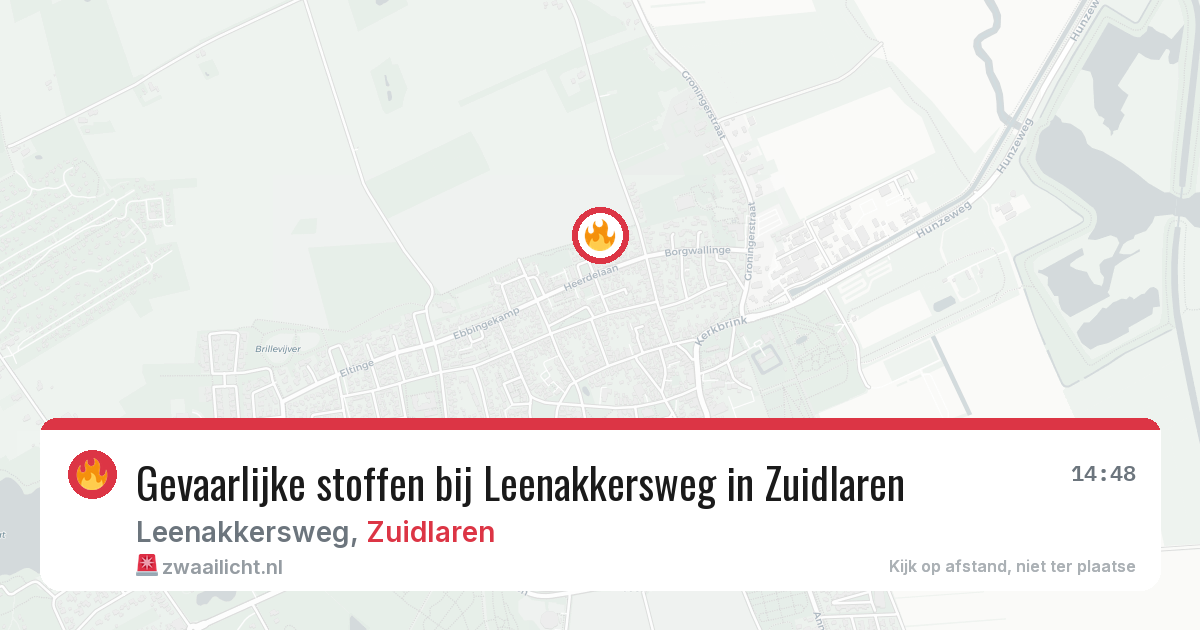 Gevaarlijke stoffen bij Leenakkersweg in Zuidlaren — 20 mei 2026