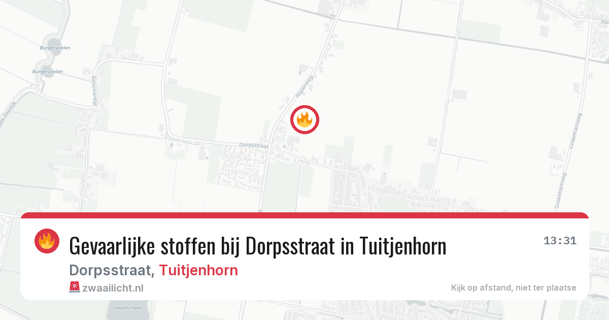 Gevaarlijke stoffen bij Dorpsstraat in Tuitjenhorn — 23 feb 2026