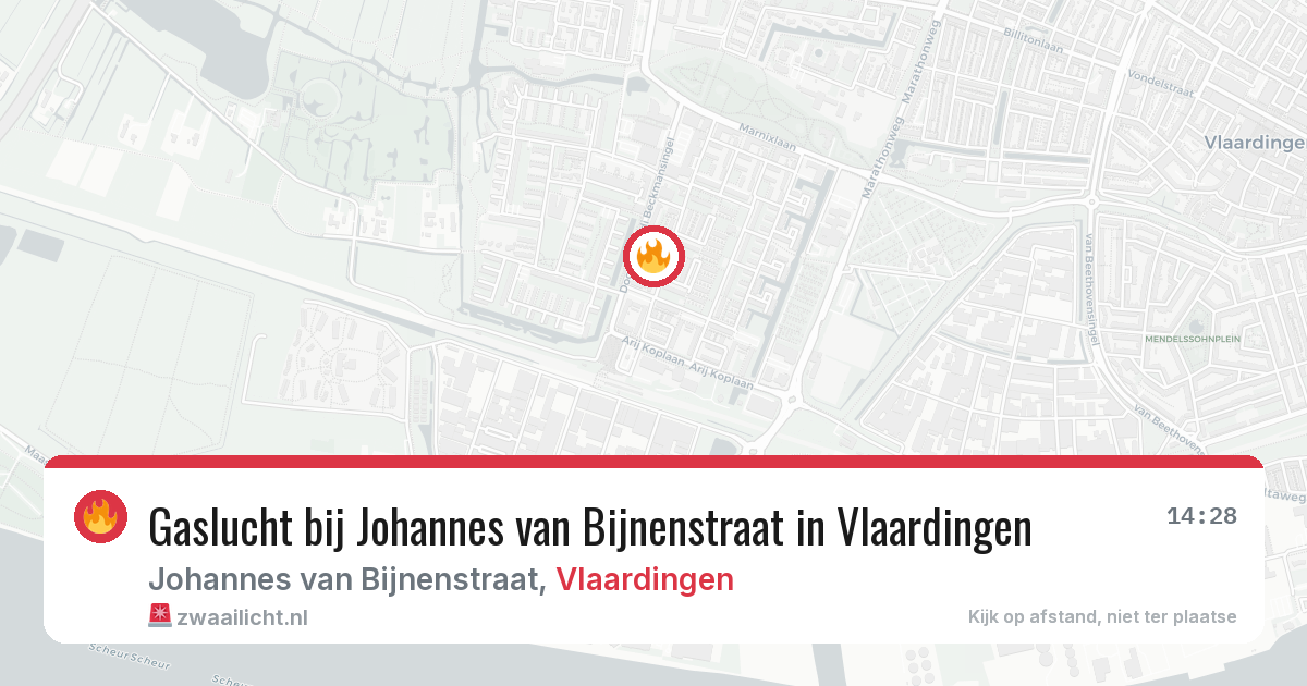 Gaslucht bij Johannes van Bijnenstraat in Vlaardingen — 28 jul 2026