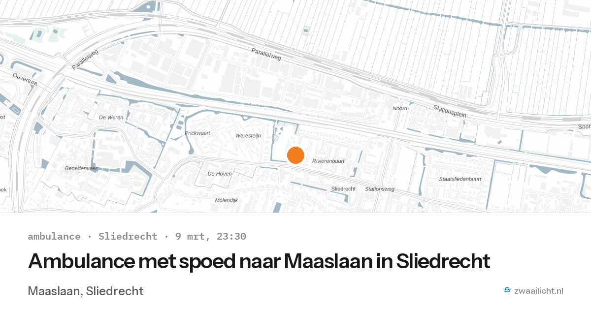 Ambulance met spoed naar Maaslaan in Sliedrecht — 9 mrt 2026