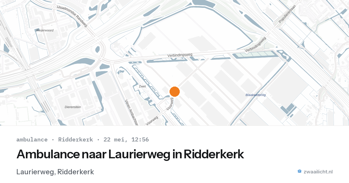 Ambulance naar Laurierweg in Ridderkerk — 22 mei 2026