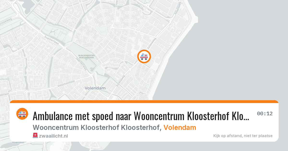Ambulance met spoed naar Wooncentrum Kloosterhof Kloosterhof in Volendam — 9 feb 2026