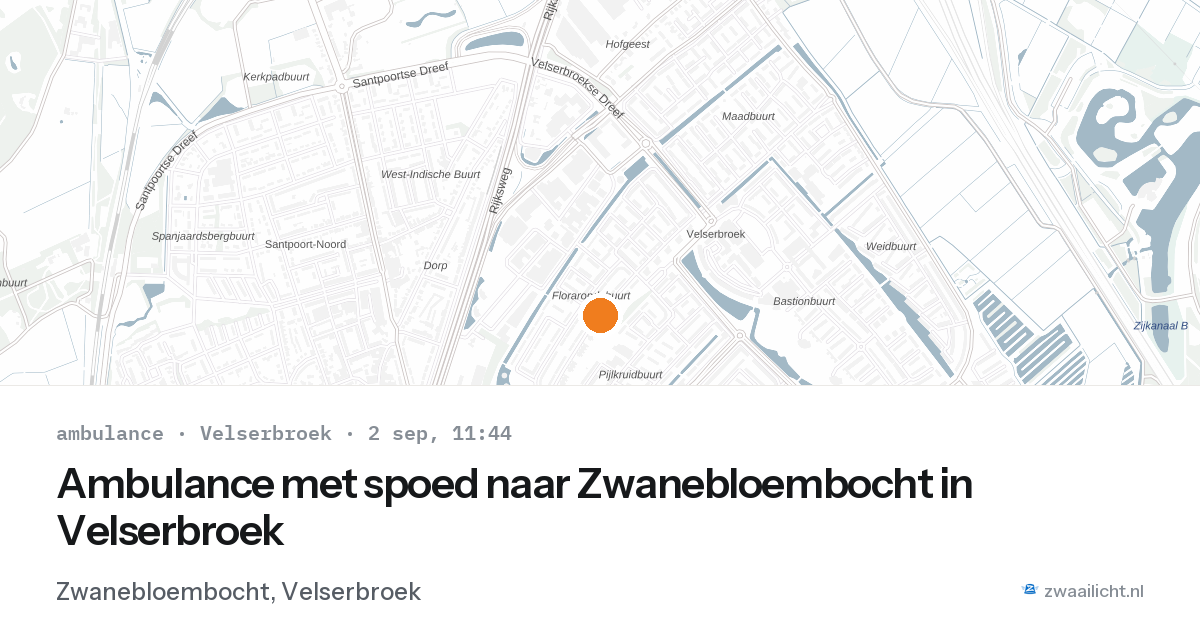 Ambulance met spoed naar Zwanebloembocht in Velserbroek — 2 sep 2026