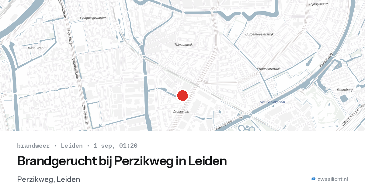 Brandgerucht bij Perzikweg in Leiden — 31 aug 2026