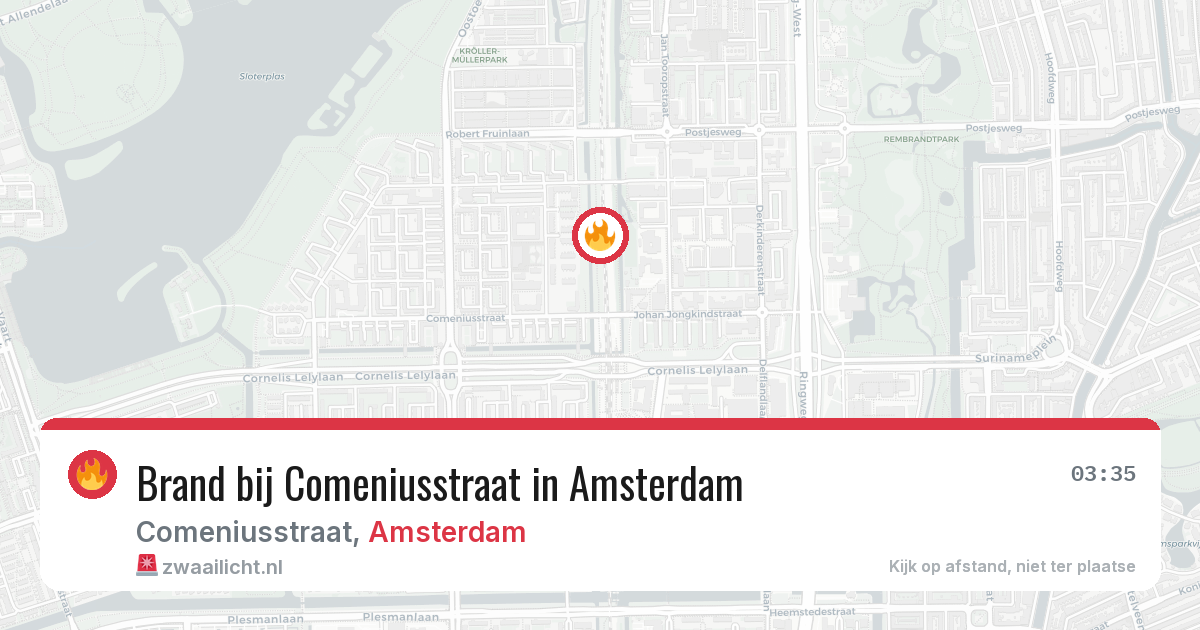 Brand bij Comeniusstraat in Amsterdam — 17 jun 2026