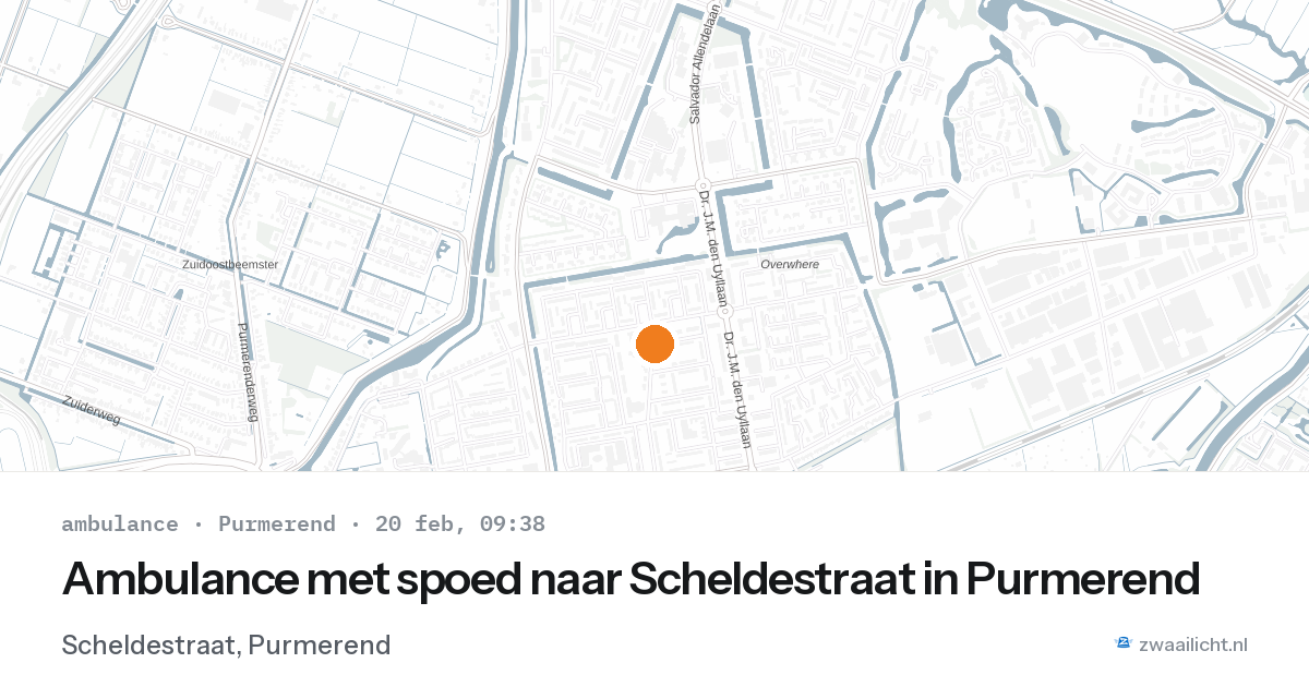 Ambulance met spoed naar Scheldestraat in Purmerend — 20 feb 2026
