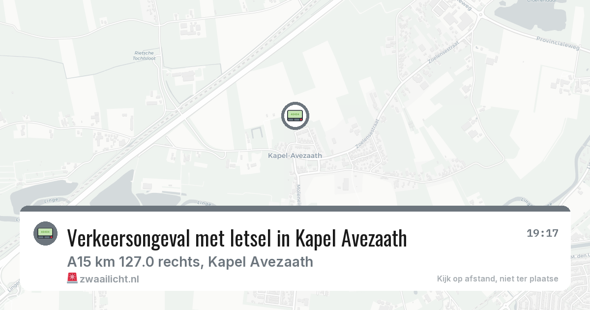Verkeersongeval met letsel in Kapel Avezaath — 29 jun 2026
